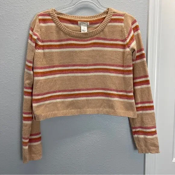 L*SPACE Striped Chenille Sweater Sun Seeker Sweater Snow Lotus Small
